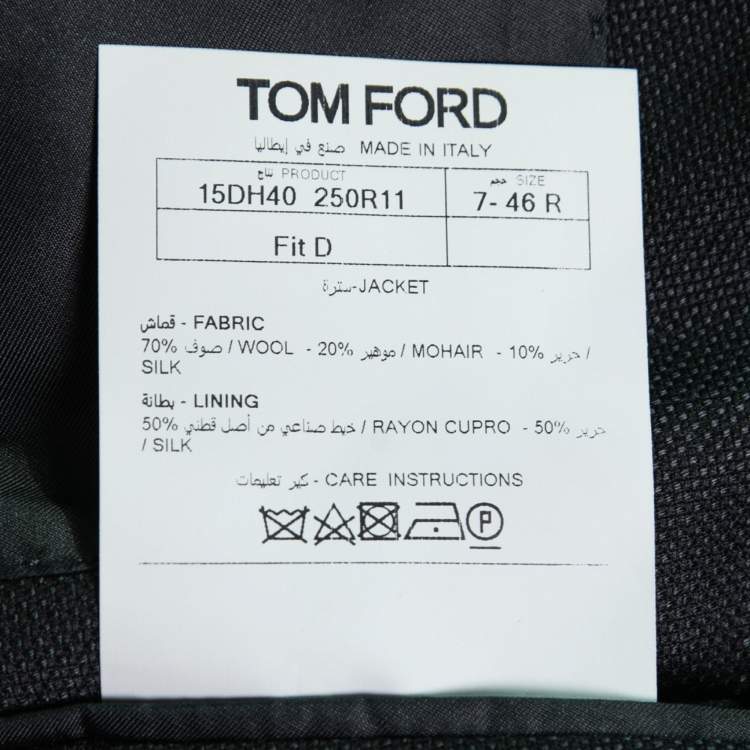 Pre Owned Tom Ford Black Textured Wool-Crepe Single-Breasted Blazer S   