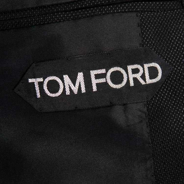 Pre Owned Tom Ford Black Textured Wool-Crepe Single-Breasted Blazer S   