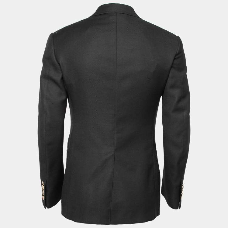 Pre Owned Tom Ford Black Textured Wool-Crepe Single-Breasted Blazer S   
