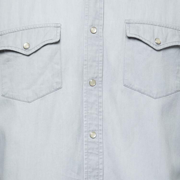 Pre Owned Tom Ford Grey Cotton Long Sleeve Shirt L   