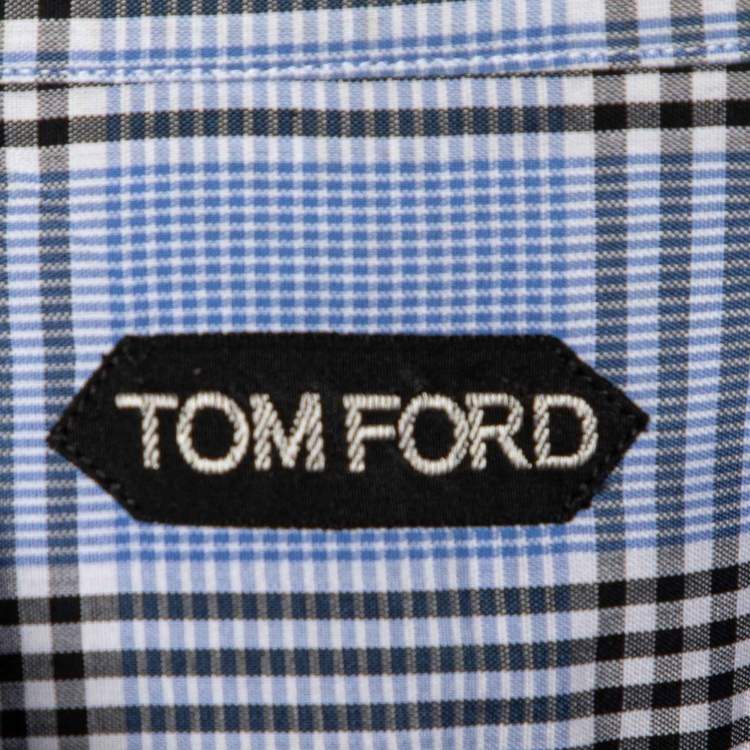Pre Owned Tom Ford  Blue Plaid Cotton Shirt XXL