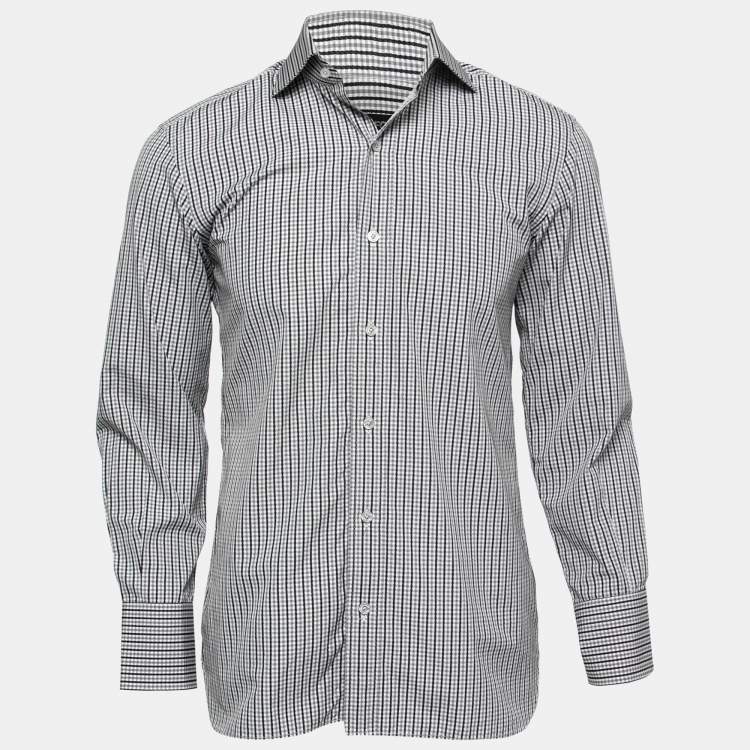 Pre Owned Tom Ford Grey Checked Cotton Shirt M