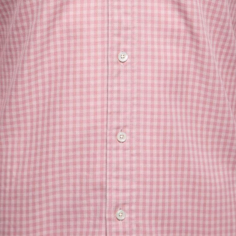 Pre Owned Tom Ford Pink Cotton Checked Shirt S