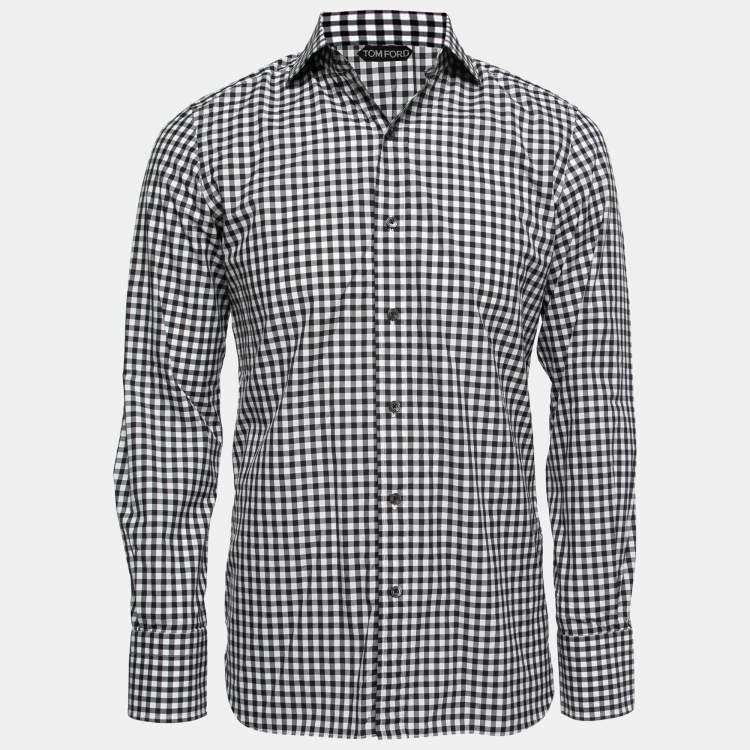Pre Owned Tom Ford Monochrome Gingham Check Cotton Shirt M