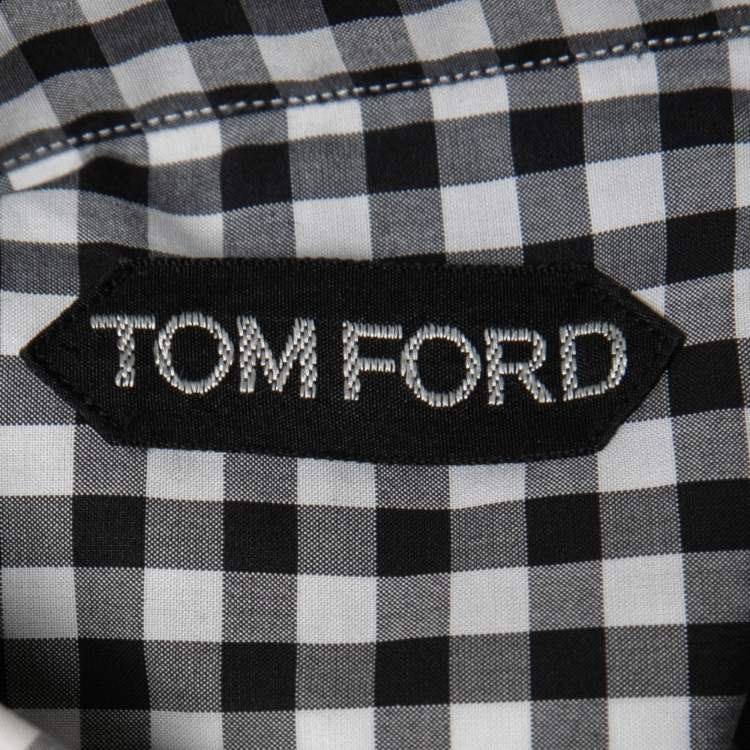Pre Owned Tom Ford Monochrome Gingham Check Cotton Shirt M