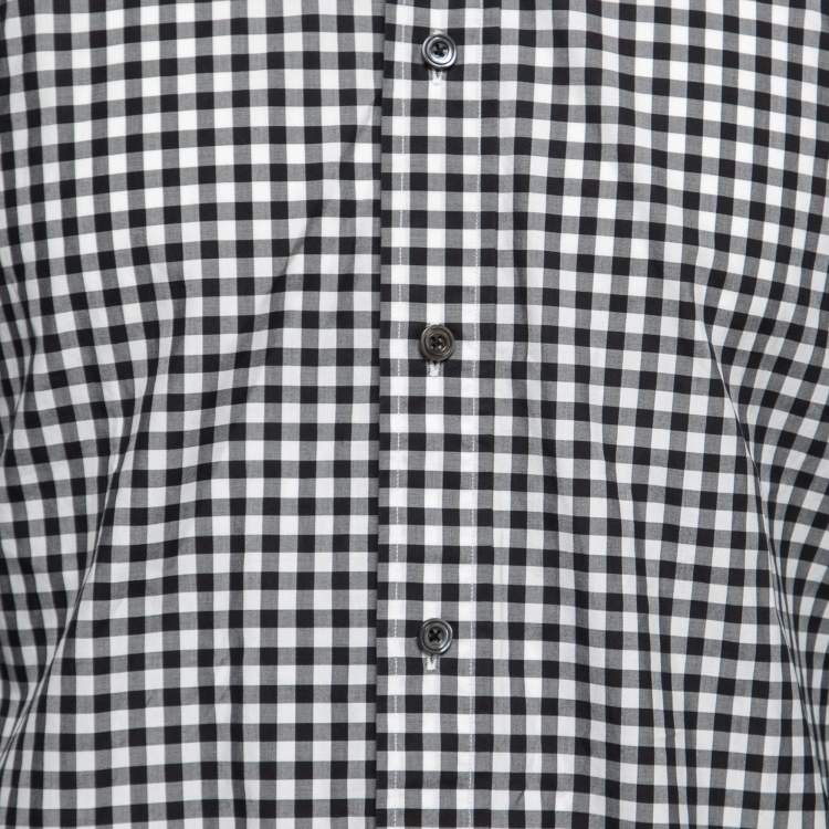 Pre Owned Tom Ford Monochrome Gingham Check Cotton Shirt M