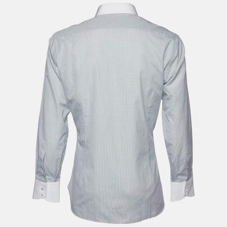 Pre Owned Tom Ford White Check Cotton Button Front Shirt 3XL