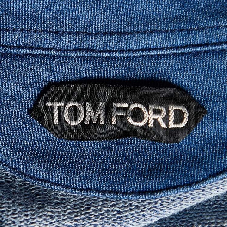Pre Owned Tom Ford Blue Denim Long Sleeve Polo T-Shirt XXL