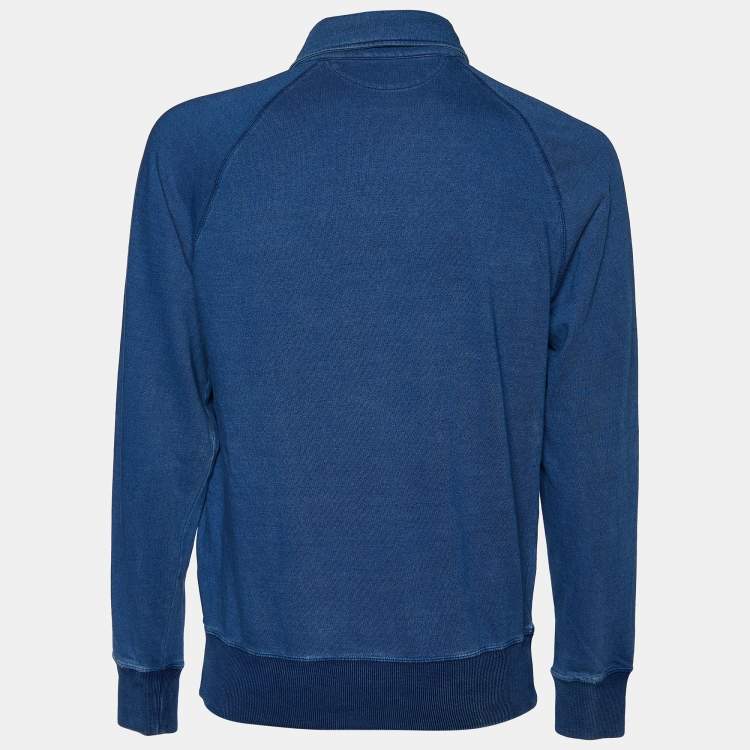 Pre Owned Tom Ford Blue Denim Long Sleeve Polo T-Shirt XXL