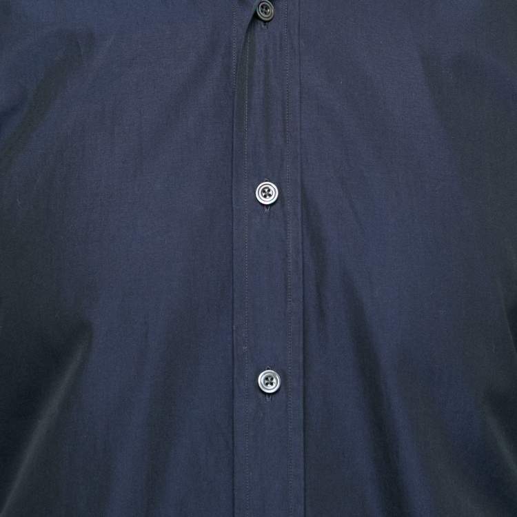 Pre Owned Tom Ford Dark Blue Cotton Button Front Shirt M