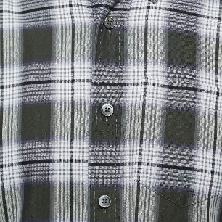Pre Owned Tom Ford Grey Plaid Cotton Button Front Shirt XL