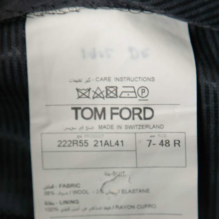 Pre Owned Tom Ford Dark Grey Patterned Wool Suit M