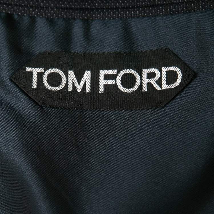 Pre Owned Tom Ford Dark Grey Patterned Wool Suit M