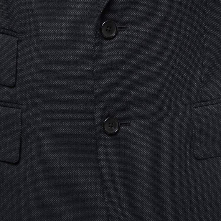 Pre Owned Tom Ford Dark Grey Patterned Wool Suit M