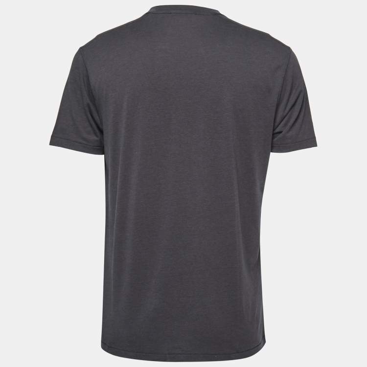 مملوكة مسبقًا Tom Ford Dark Grey Cotton-Blend Crewneck Polo T-Shirt XL