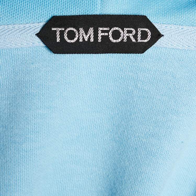 مملوكة مسبقًا Tom Ford Blue Technical Cotton Zip Up Hoodie XL
