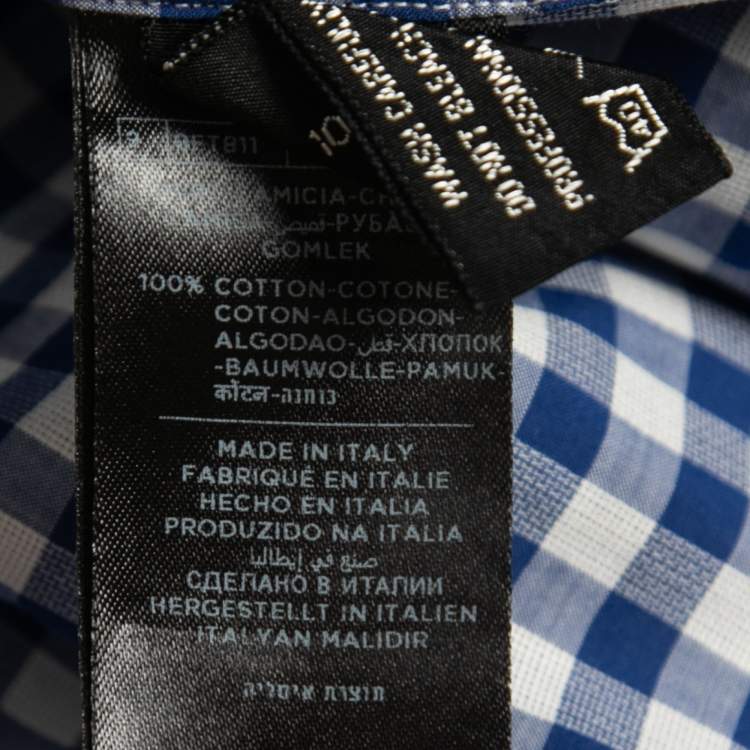 Pre Owned Tom Ford Blue Checked Cotton Button Front Shirt L