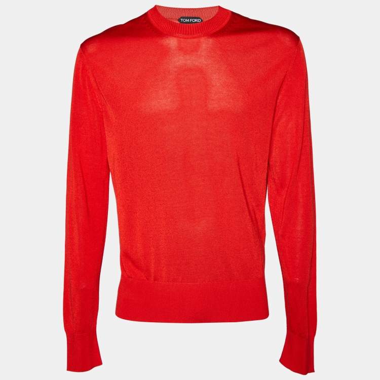 Pre Owned Tom Ford red Cotton Knit Long Sleeve Jumper XXL