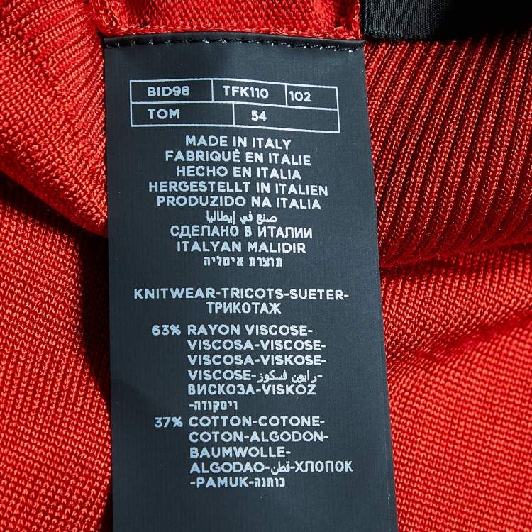 Pre Owned Tom Ford red Cotton Knit Long Sleeve Jumper XXL