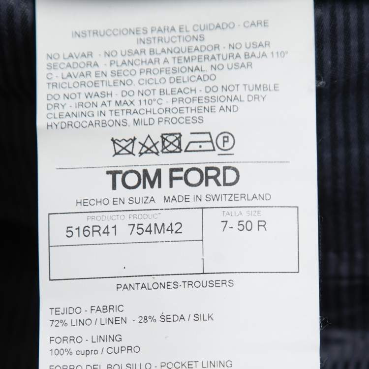 Pre Owned Tom Ford Blue Linen Blend Trousers L