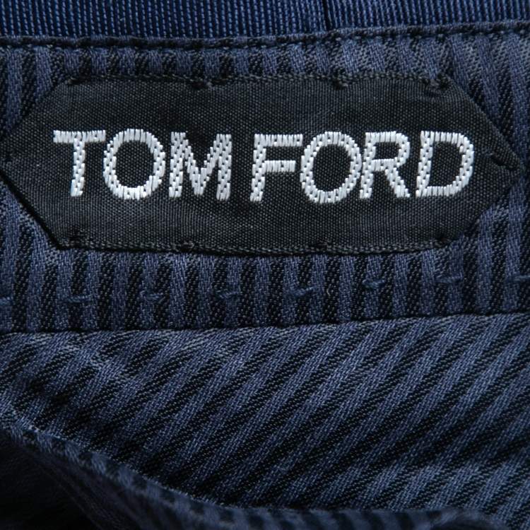 Pre Owned Tom Ford Blue Linen Blend Trousers L