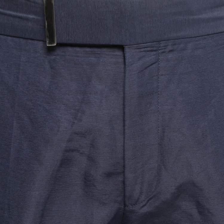 Pre Owned Tom Ford Blue Linen Blend Trousers L