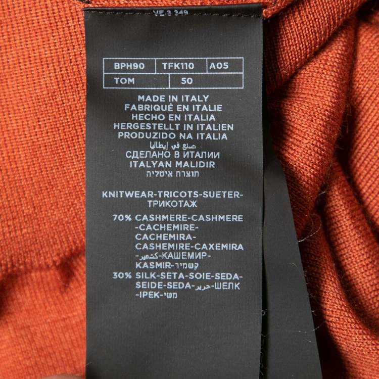 Pre Owned Tom Ford Brown Cashmere & Silk Knit Crew Neck Jumper L
