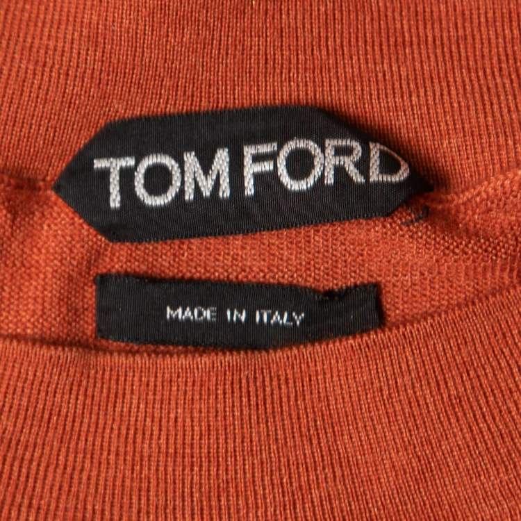 Pre Owned Tom Ford Brown Cashmere & Silk Knit Crew Neck Jumper L