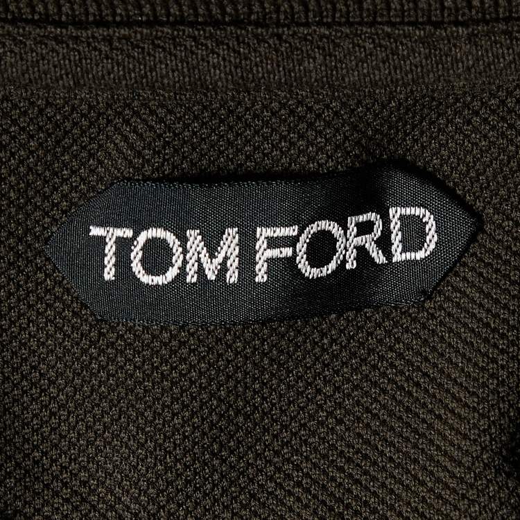 Pre Owned Tom Ford Olive Green Cotton Pique Polo T-Shirt M