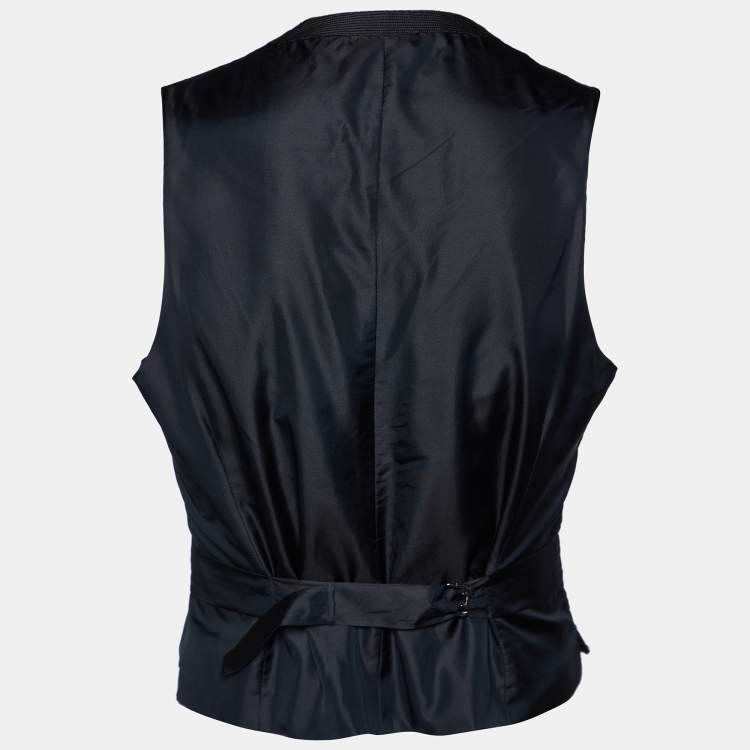 Pre Owned Tom Ford Black Textured Cotton & Silk Gilet S