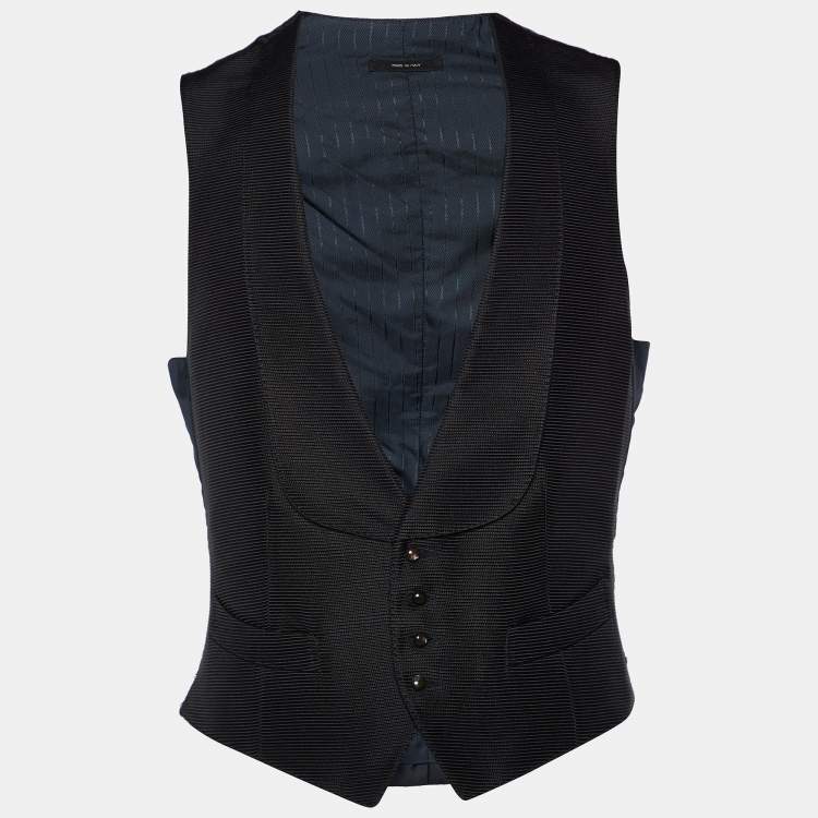 Pre Owned Tom Ford Black Textured Cotton & Silk Gilet S