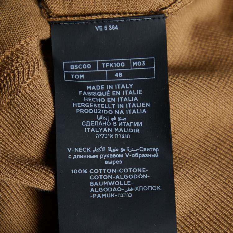 Pre Owned Tom Ford Brown Cotton Knit V Neck Sweater M
