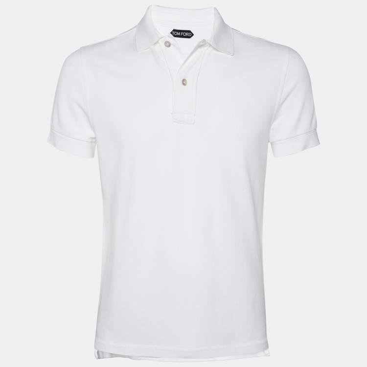 مملوكة مسبقًا Tom Ford White Cotton Pique Polo T-Shirt S