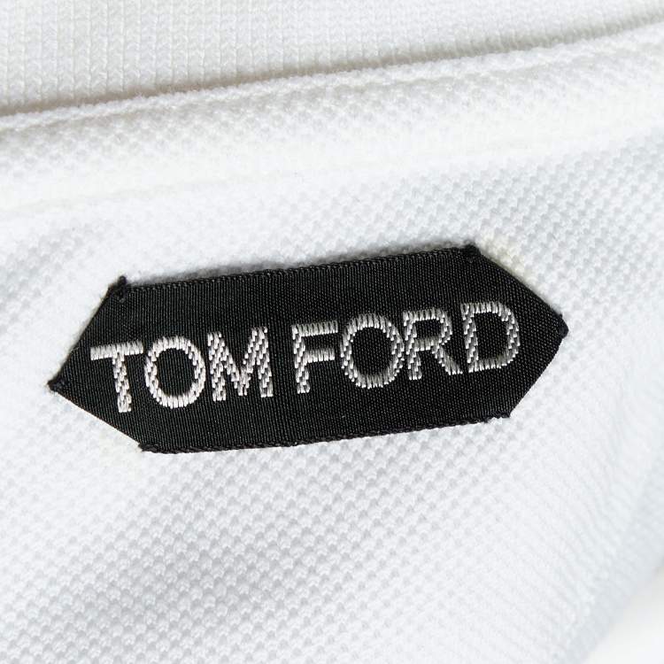 مملوكة مسبقًا Tom Ford White Cotton Pique Polo T-Shirt S