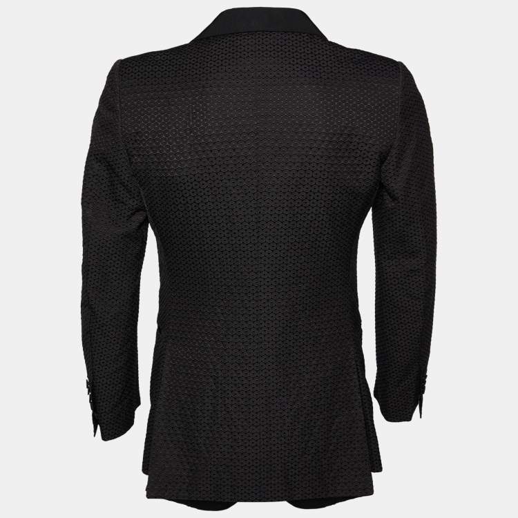 Pre Owned Tom Ford Black Cotton & Silk Jacquard Pattern Blazer S