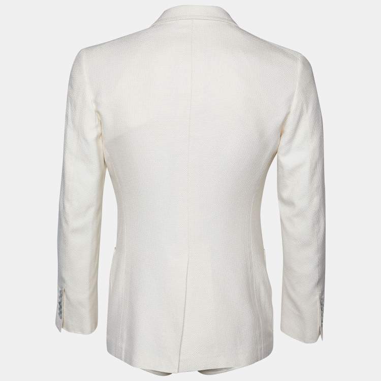 Pre Owned Tom Ford Cream Textured Cotton Blazer S