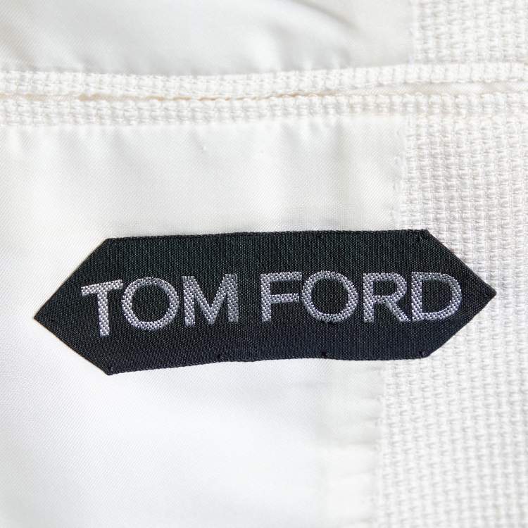 Pre Owned Tom Ford Cream Textured Cotton Blazer S