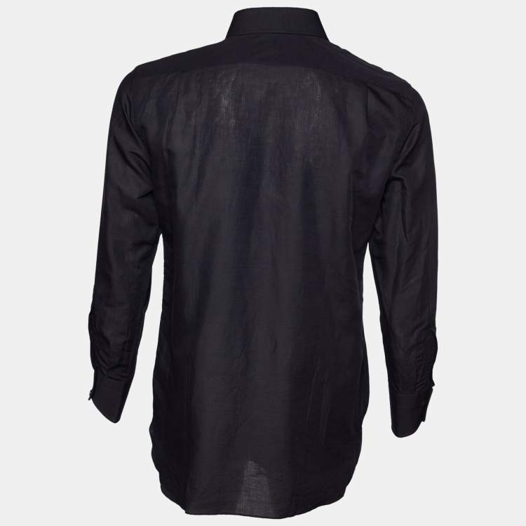 Pre Owned Tom Ford Black Cotton Button Front Shirt S