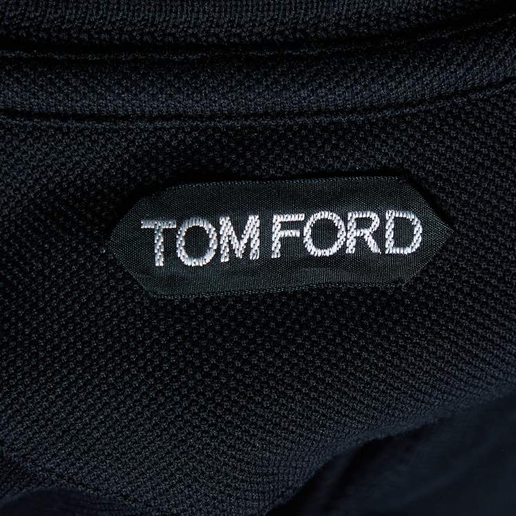 مملوكة مسبقًا Tom Ford Black Cotton Pique Polo T-Shirt M