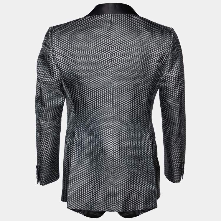 Pre Owned Tom Ford Black Printed Cotton & Silk Blazer M