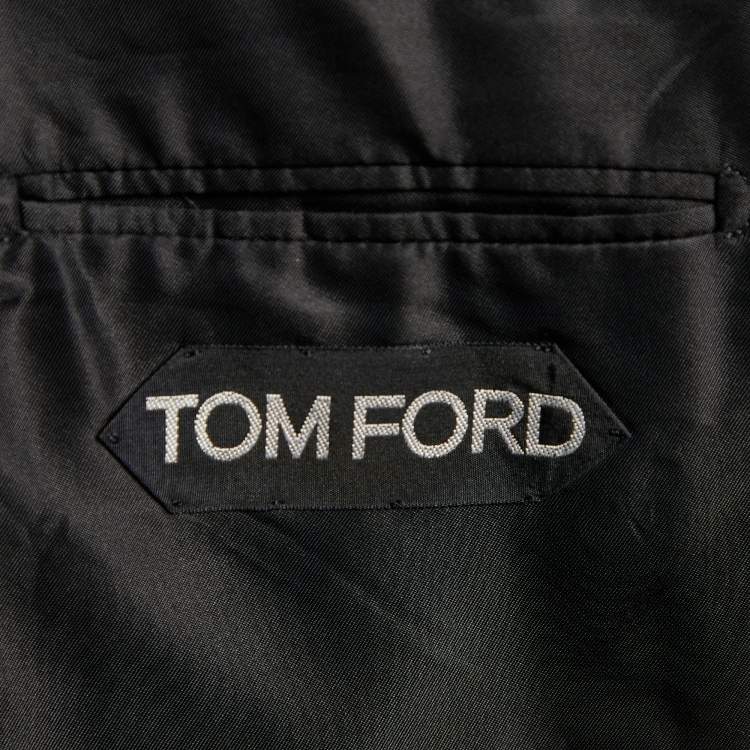 Pre Owned Tom Ford Black Printed Cotton & Silk Blazer M
