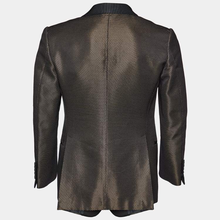 Pre Owned Tom Ford Black Brocade Cotton & Silk Blazer S
