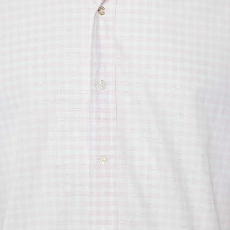 Pre Owned Tom Ford Pink & White Checkered Cotton Button Front Shrt L