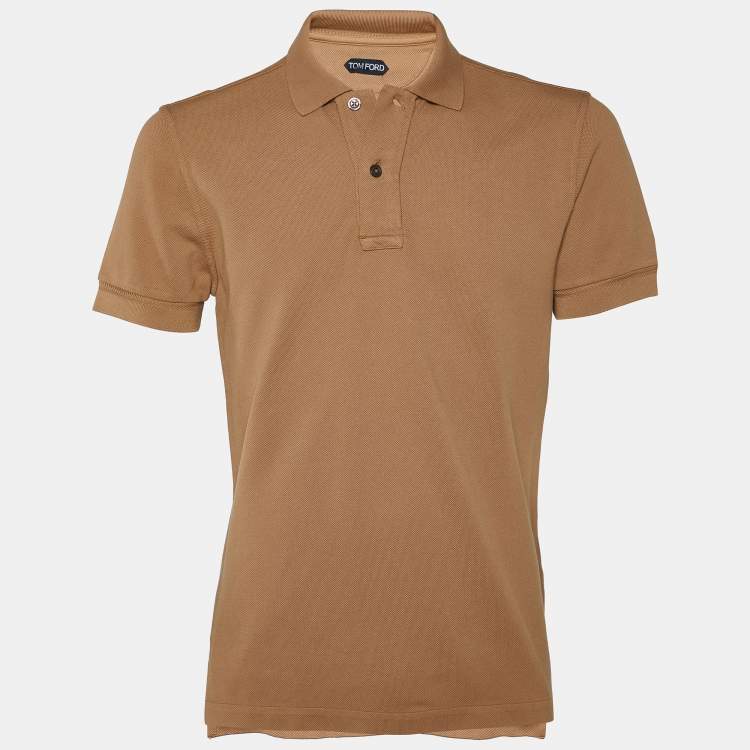 Pre Owned Tom Ford Brown Cotton Pique Polo T-Shirt M