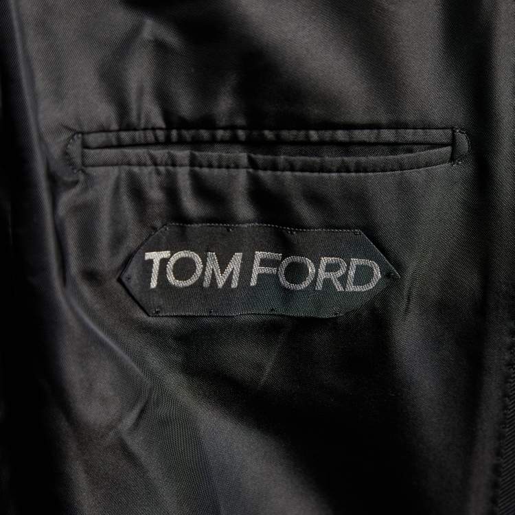 Pre Owned Tom Ford Black Floral Jacquard Button Front Blazer S
