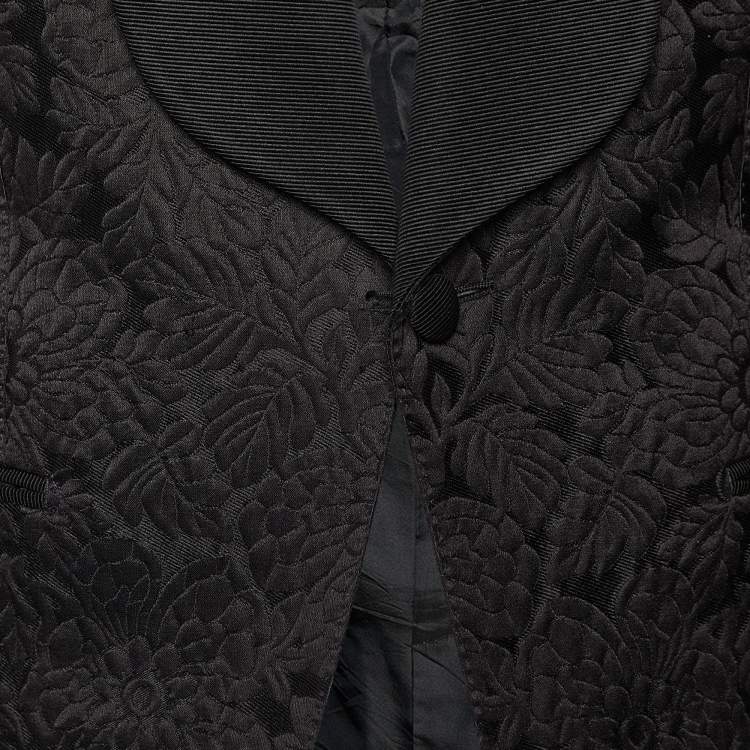 Pre Owned Tom Ford Black Floral Jacquard Button Front Blazer S