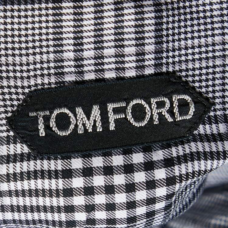 Pre Owned Tom Ford Black Checkered Cotton Button Front Shirt S