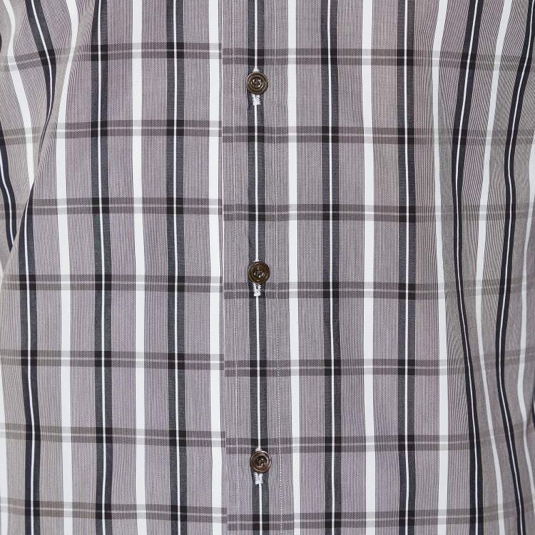 Pre Owned Tom Ford Brown Checkered Cotton Contrast Collar Shirt S