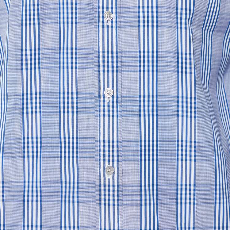 Pre Owned Tom Ford Blue Checkered Cotton Button Front Shirt M