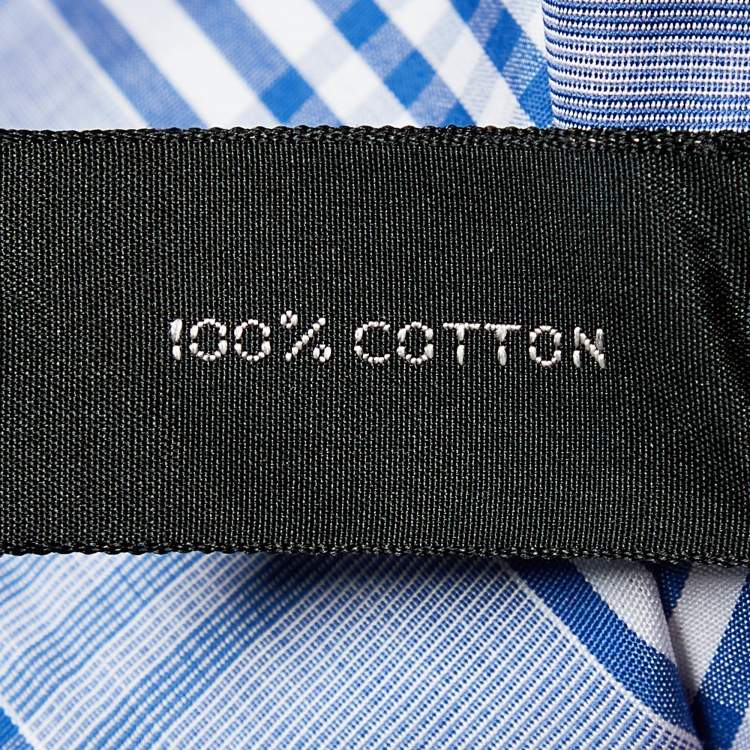 Pre Owned Tom Ford Blue Checkered Cotton Button Front Shirt M
